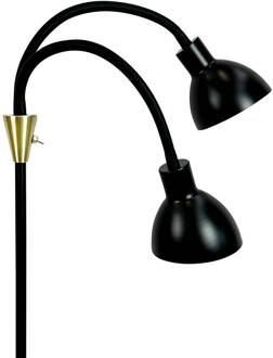 Dyberg larsen vloerlamp Lilje, zwart, hoogte 135 cm, 2-lamps. zwart, messing