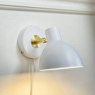 Dyberg larsen wandlamp Lilje, wit, Ø 16 cm, metaal wit, messing