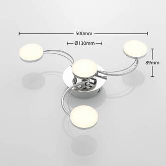 Dyln LED plafondlamp spiraal-optiek 4-lamps chroom, wit gesatineerd