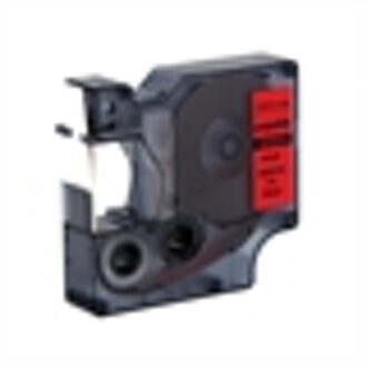 DYMO 1805416 IND Rhino tape vinyl wit op rood 12mm (huismerk)