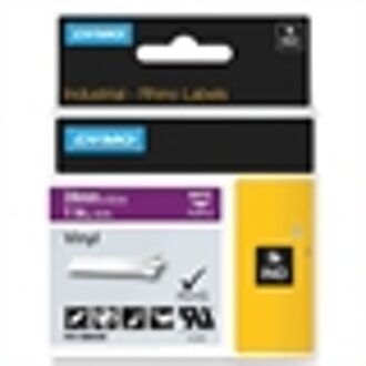 Dymo 1805428 IND Rhino tape vinyl wit op paars 24mm (origineel)