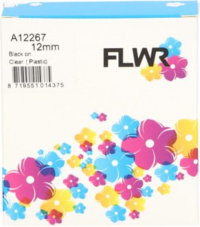 Dymo FLWR Dymo 12267 zwart op transparant breedte 12 mm labels