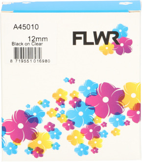 Dymo FLWR Dymo 45010 zwart op transparant breedte 12 mm labels