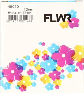 Dymo FLWR Dymo 45020 wit op transparant breedte 12 mm labels