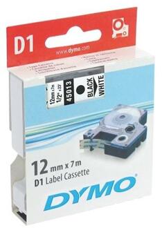 Dymo label D1 Zwart/Wit 12mm x 7m