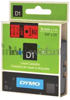 Dymo Labeltape Dymo 40917 D1 720720 9mmx7m zwart op rood
