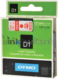 Dymo Labeltape Dymo 45015 D1 720550 12mmx7m rood op wit