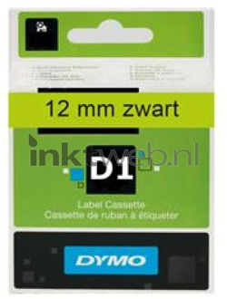 Dymo Labeltape Dymo 45019 D1 720590 12mmx7m zwart op groen
