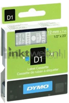 Dymo Labeltape Dymo 45020 D1 720600 12mmx7m wit op transparant