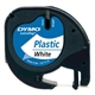 Dymo Labeltape Dymo Letratag 91201 plastic 12mm zwart op wit