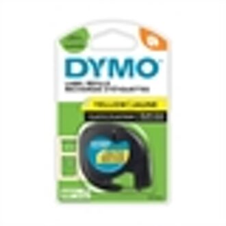 Dymo Labeltape Dymo Letratag 91202 plastic 12mm zwart op geel