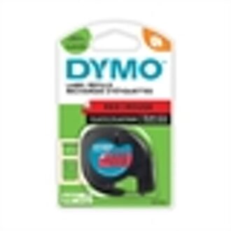Dymo Labeltape Dymo Letratag 91203 plastic 12mm zwart op rood