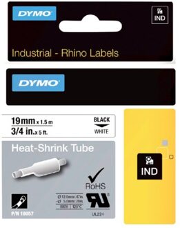Dymo Labeltape Dymo Rhino 18057 krimpkous 19mmx1.5m zwart op wit