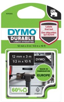 Dymo LW Duurzame D1 Label Wit-Zwart (12 mm x 3 m)