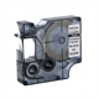 DYMO S0718160 / 18508 IND Rhino tape permanent polyester zwart op transparant 9mm (huismerk)