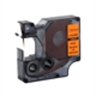DYMO S0718490 / 18435 IND Rhino tape vinyl zwart op oranje 12mm (huismerk)