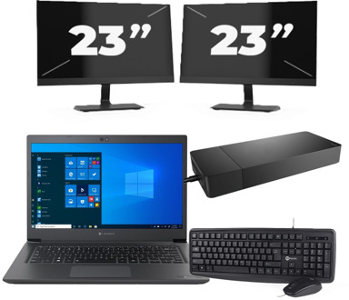 Dynabook Dynabook Tecra A40-G - Intel Core i3-8e Generatie - 14 inch - 8GB RAM - 256GB SSD - Windows 11 Home + 2x 23 inch Monitor