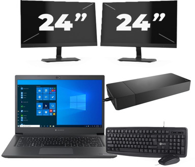 Dynabook Dynabook Tecra A40-G - Intel Core i3-8e Generatie - 14 inch - 8GB RAM - 256GB SSD - Windows 11 Home + 2x 24 inch Monitor