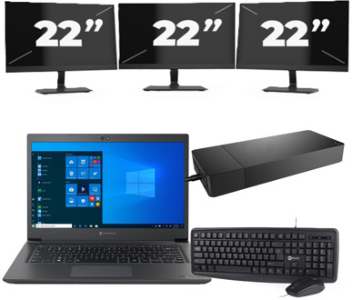 Dynabook Dynabook Tecra A40-G - Intel Core i3-8e Generatie - 14 inch - 8GB RAM - 256GB SSD - Windows 11 Home + 3x 22 inch Monitor