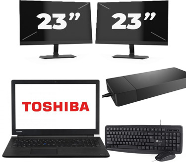 Dynabook Satellite Pro A50-EC - Intel Core i3-8e Generatie - 15 inch - 8GB RAM - 256GB SSD - Windows 11 Home + 2x 23 inch Monitor Zwart - small