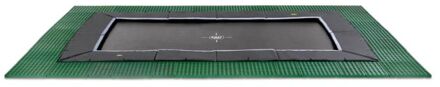 Dynamic groundlevel trampoline 244x427cm met Freezone veiligheidstegels - zwart