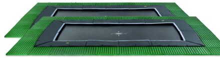 Dynamic groundlevel trampoline 275x458cm met Freezone veiligheidstegels - zwart