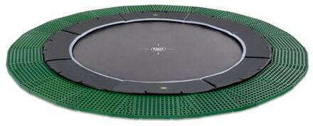 Dynamic groundlevel trampoline ø305cm met Freezone veiligheidstegels - zwart