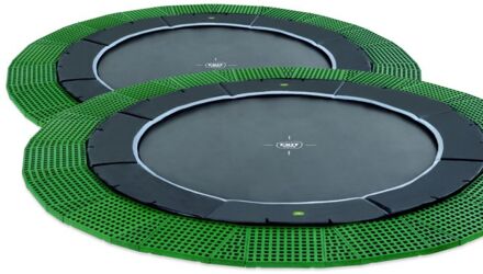 Dynamic groundlevel trampoline ø305cm met Freezone veiligheidstegels - zwart