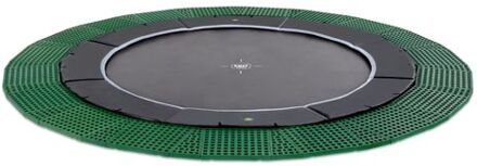 Dynamic groundlevel trampoline ø427cm met Freezone veiligheidstegels - zwart