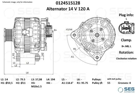 Dynamo Iveco 120A 0124515128