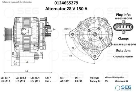 Dynamo Iveco 150A 0124655279