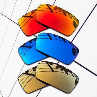 E.o.s 3 Pairs Ice Blue & Fire Red & Brons Goud Gepolariseerde Vervanging Lenzen Voor Oakley Gascan Zonnebril