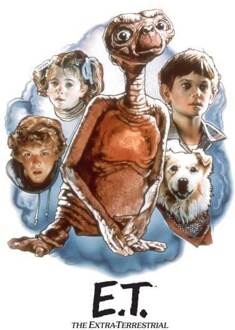 E.T. Geschilderd Portret Dames T-shirt - Wit - M