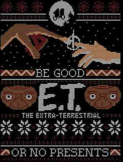 E.T. the Extra-Terrestrial Be Good Or No Presents Kerst T-shirt - Zwart - 4XL - Zwart
