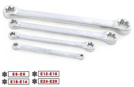 E Torx Star Ratchet Wrench E6 E8 E10 E12 E14 E18 E20 E24 Double Ended Spanner Box End Wrench Tools Set
