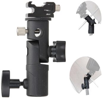 E Type Metalen Flash Beugel Universele Shoe Speedlite Paraplu Houder Met 1/4 "Tot 3/8" Schroef Mount Swivel adapter Light Stand E 02