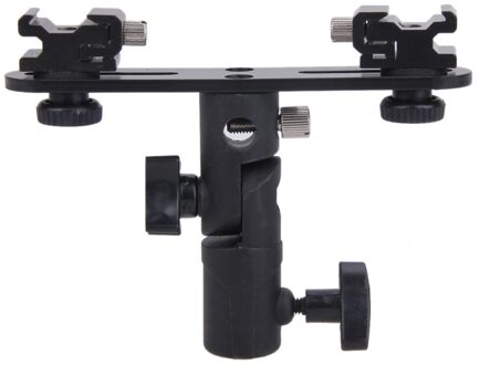 E Type Metalen Flash Beugel Universele Shoe Speedlite Paraplu Houder Met 1/4 "Tot 3/8" Schroef Mount Swivel adapter Light Stand Two 01