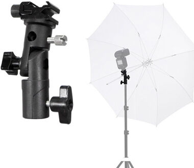 E Type Universal Metal Flash Shoe Speedlite Umbrella Holder Swivel Bracket Mount Light Stand Bracket Swivel Adapter voor DSLR