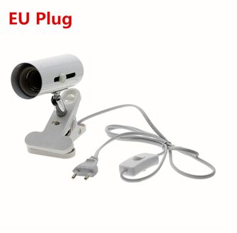 E27 Base Lamp Clip Houder Flexibele Licht Clip Met Aan Uit Schakelaar Lamphouder Voor Bureaulamp Reptielen Led-lampen base Eu/Us Plug EU plug wit