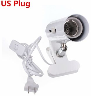 E27 Base Lamp Clip Houder Flexibele Licht Clip Met Aan Uit Schakelaar Lamphouder Voor Bureaulamp Reptielen Led-lampen base Eu/Us Plug US plug wit