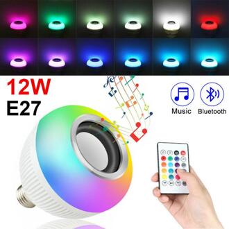 E27 Bluetooth Muziek Lamp Licht 12W 100-240V 50-60Hz Rgb + Wit Licht Bluetooth speaker Led Lamp Thuis Smart Led Lamp Met Afstandsbediening 1stk