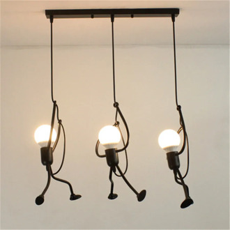 E27 Creative LED Pendant Light Nordic Little Iron Man Climbing Pendant Lamp Restaurant Bedroom Children Room Hanging Lamp
