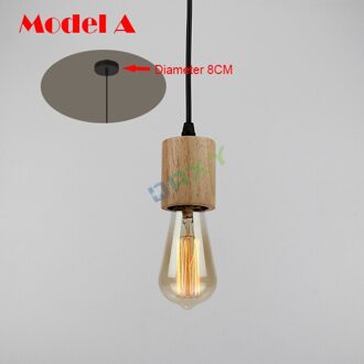 E27 Houten Houder Hanger Lampen Met Zwarte Draad/Witte Draad Indoor Licht Voor Kleding Winkel Eetkamer pub [D9564] model- A zwart draad / zonder Bulb