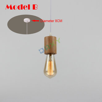 E27 Houten Houder Hanger Lampen Met Zwarte Draad/Witte Draad Indoor Licht Voor Kleding Winkel Eetkamer pub [D9564] model- B wit draad / met 40W ST58 Bulb