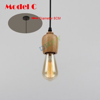 E27 Houten Houder Hanger Lampen Met Zwarte Draad/Witte Draad Indoor Licht Voor Kleding Winkel Eetkamer pub [D9564] model- C zwart draad / zonder Bulb