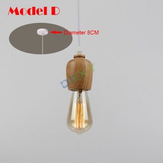E27 Houten Houder Hanger Lampen Met Zwarte Draad/Witte Draad Indoor Licht Voor Kleding Winkel Eetkamer pub [D9564] model- D wit draad / met 40W ST58 Bulb