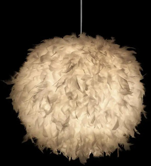E27 Modern Pendant Light Ball Romantic White Feather Ceiling Lamp Hanging Pendant for Bedroom Living Room Decor 110-240V White