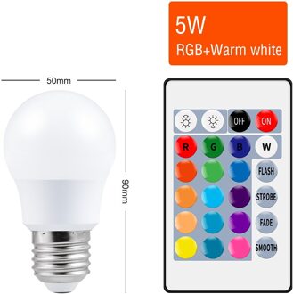 E27 Smart Control Lamp Led Rgb Licht Dimbare 5W 10W 15W Rgbw Led Lamp Kleurrijke Veranderende Lamp led Lampada Rgbw Wit Decor Thuis RGB-warm-5W