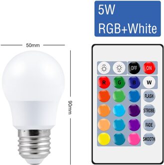 E27 Smart Control Lamp Led Rgb Licht Dimbare 5W 10W 15W Rgbw Led Lamp Kleurrijke Veranderende Lamp led Lampada Rgbw Wit Decor Thuis RGB-wit-5W