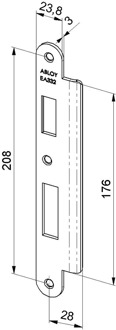 EA332 Abloy sluitplaat met verlengde lip | 232x40.2x3mm | voor Abloy sloten DR 1/3. - 10031035